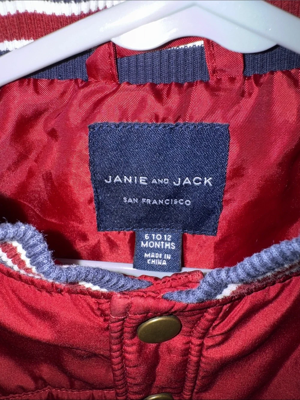 Janie and Jack Burgundy and Navy Puffer Vest Size 6/12M
